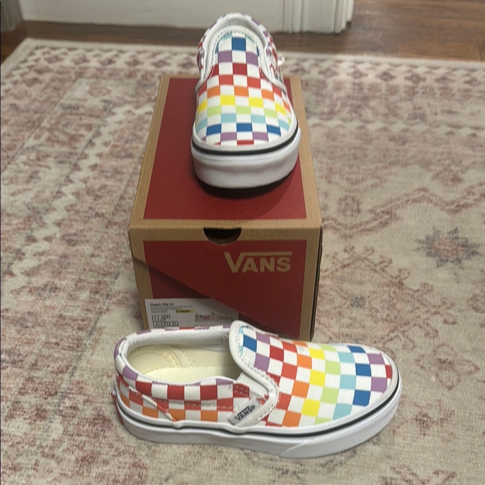 Vans Kids Multicolor Checkerboard Slip-On Shoes